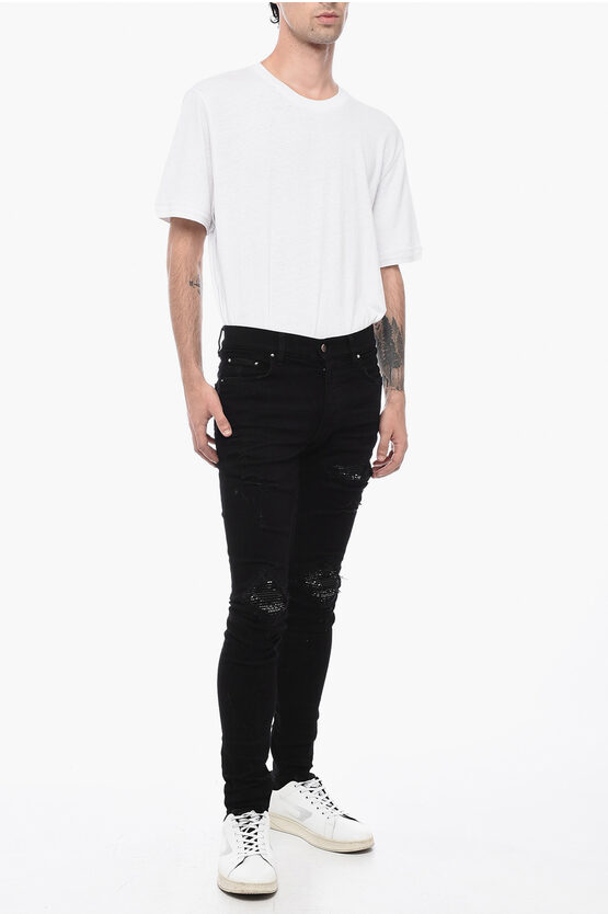 Amiri Distressed Effect BANDANA Slim Fit Jeans men - Glamood Outlet