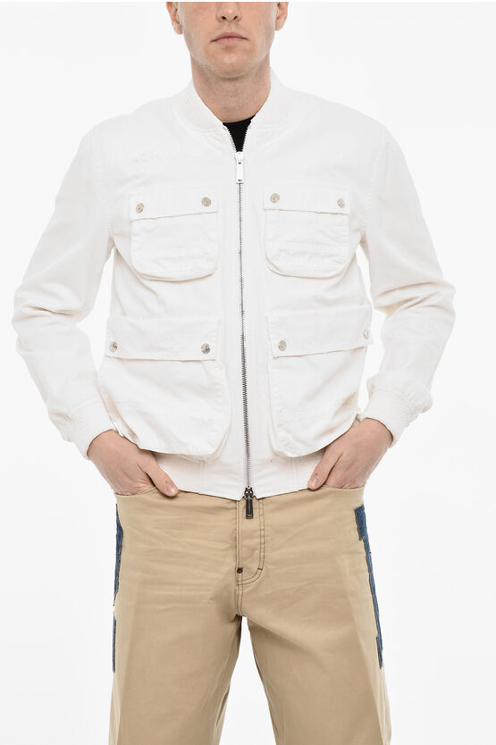 Dsquared2 Distressed Effect Cotton Bomber With Utility Pockets