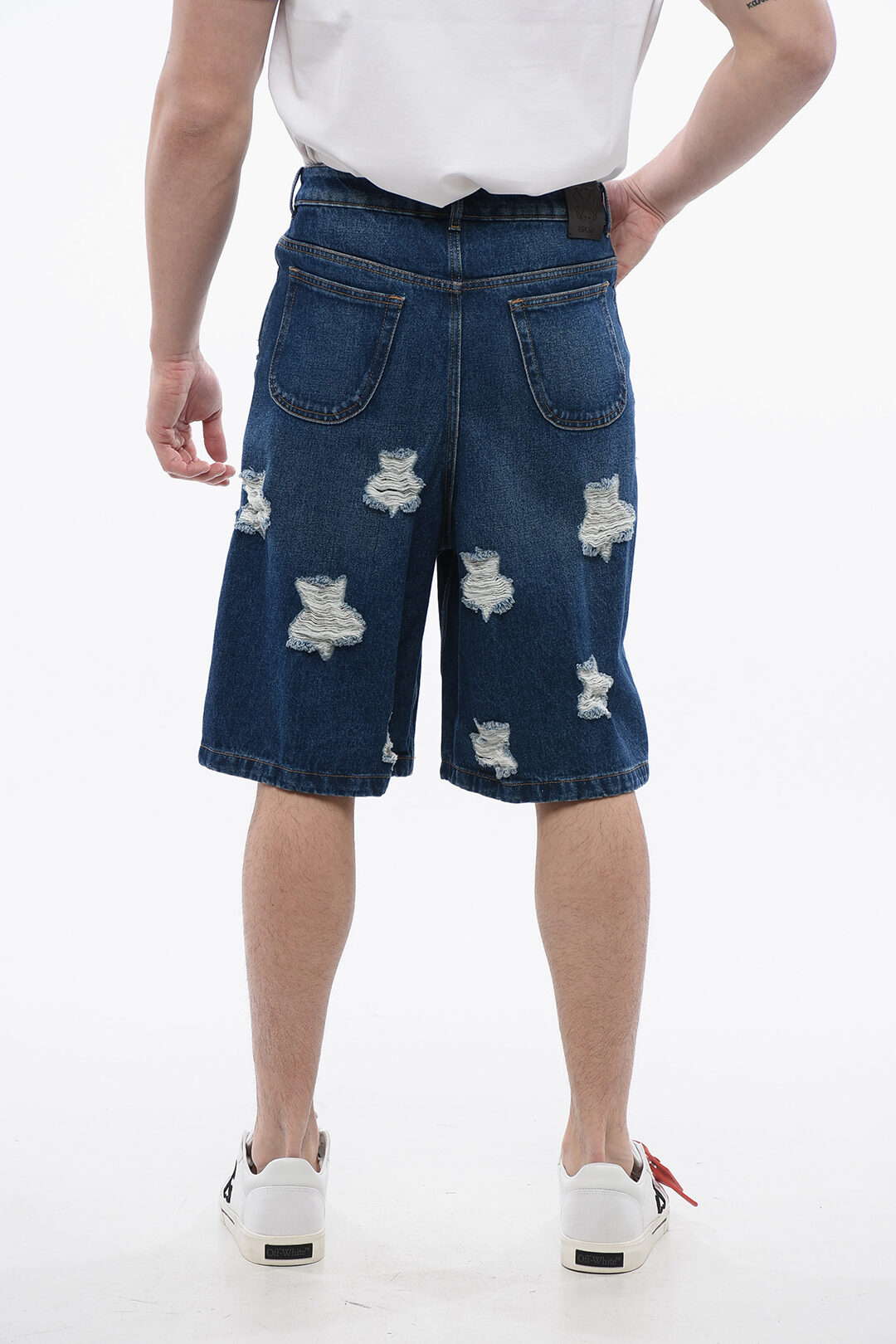 White men's distressed denim shorts main image 1