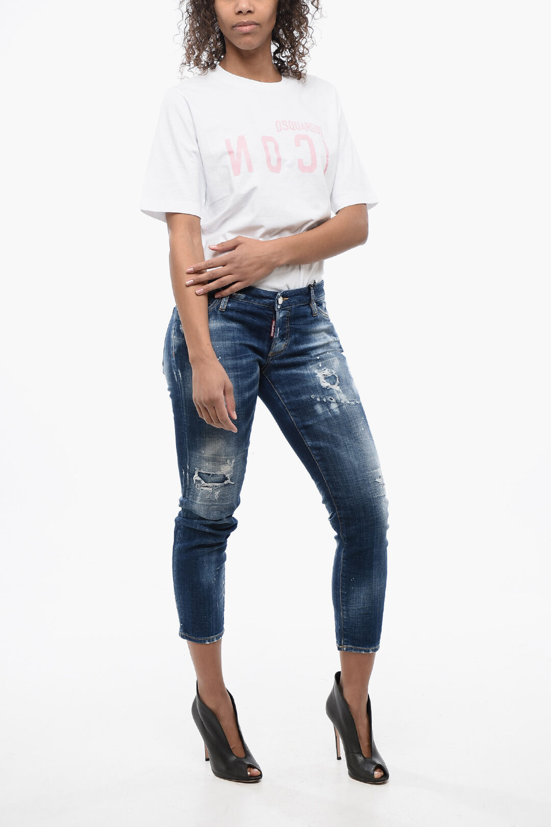 Style & Co. Plus Sze Dstressed Cuffed Capr Jeans
