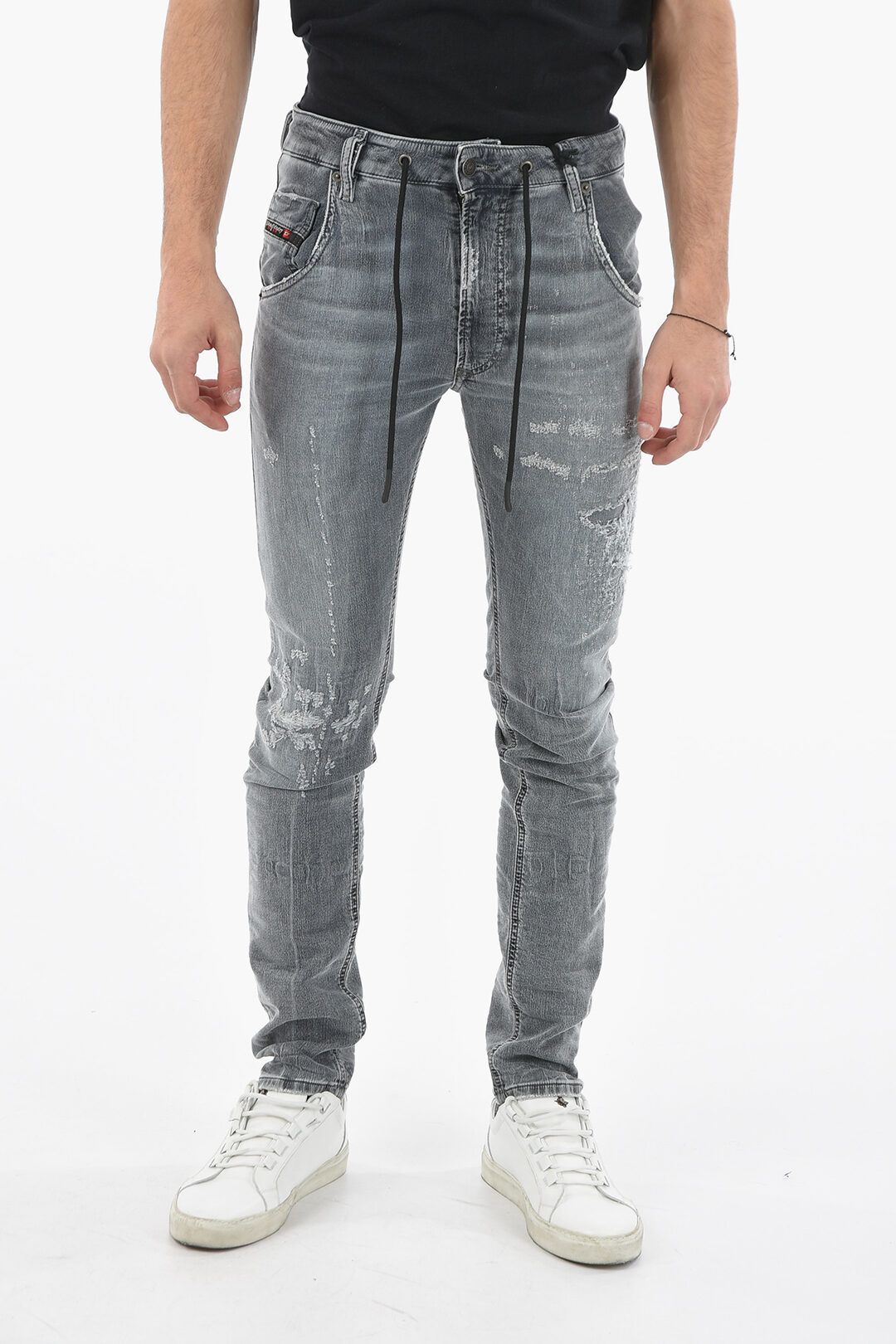 Diesel Distressed Effect KROOLEY Joggjeans with Laces Waist 16cm - Glamood Outlet