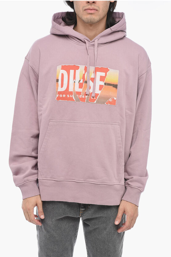 Diesel Distressed Effect Logo Print S-macs-hood-poff-l1 Hoodie