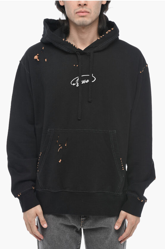Diesel Distressed Effect S-macs-l2 Hoodie With Embroidered Logo