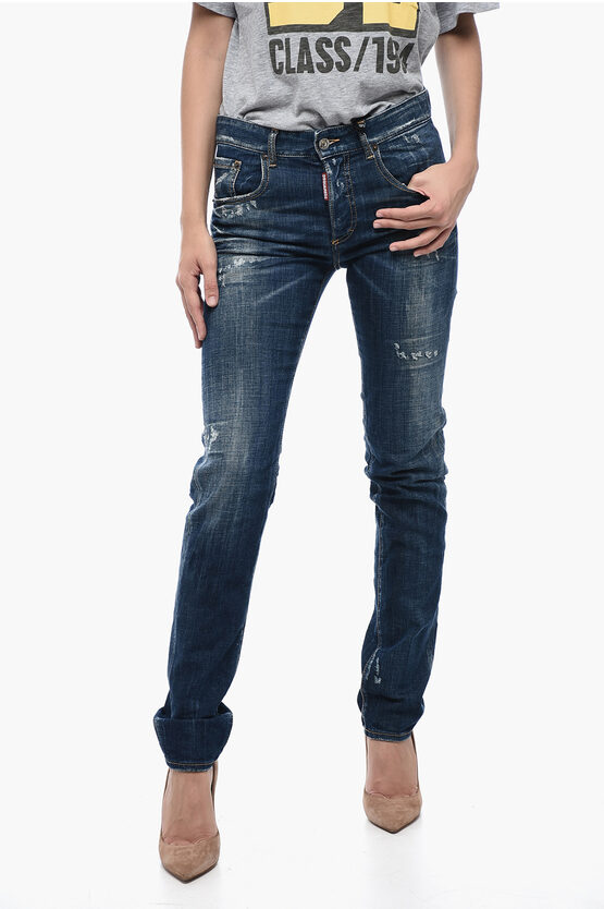 Shop Dsquared2 Distressed Effect Stone Wshed 24/7 Denims 16 Cm