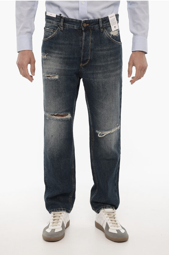 Pt01 Distressed Rebel Jeans With Logo-button 19,5cm In Blue