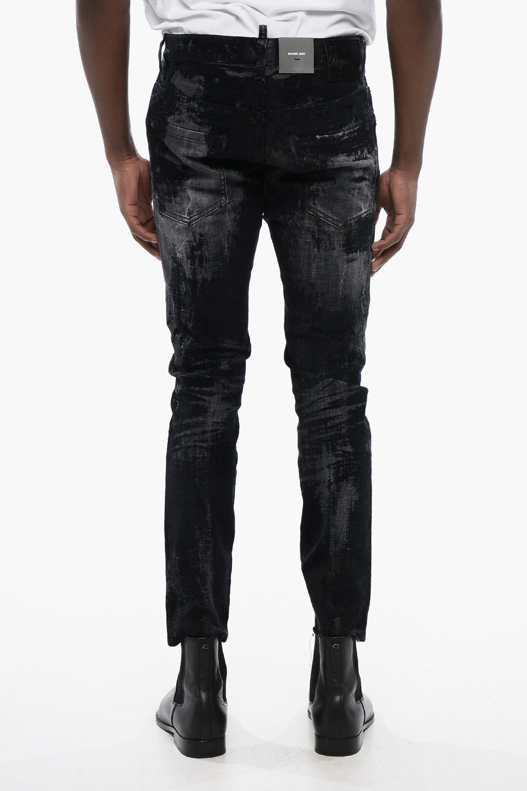 Dsquared2 Distressed SKATER Denims with Flocked Detail men Dsquared2 Distressed SKATER Denims with Flocked Detail men