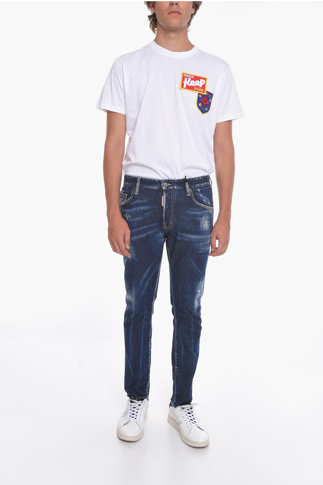 Distressed SKATER Denims with Low Waist