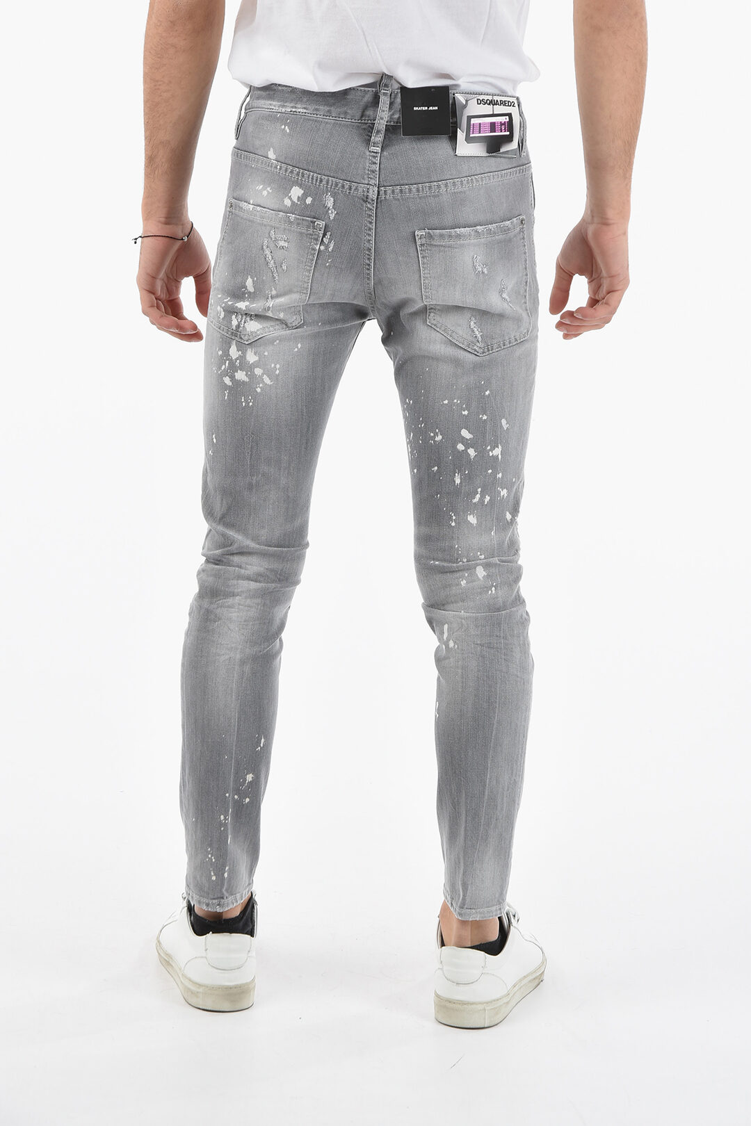 Dsquared2 Distressed SKATER Denims with Paint-splash Pattern
