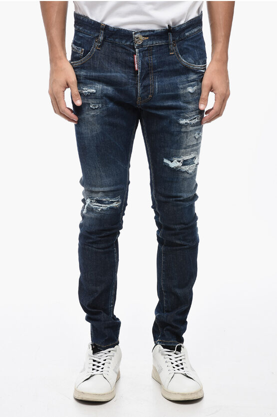 Shop Dsquared2 Distressed Super Twinky Jeans With Visible Stiching 15cm