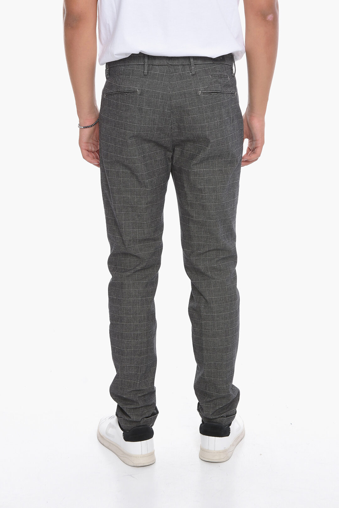 Mens Plaid Stripe Lace-Up Casual Pants Slim Fit Check Trousers Business  Pants | eBay