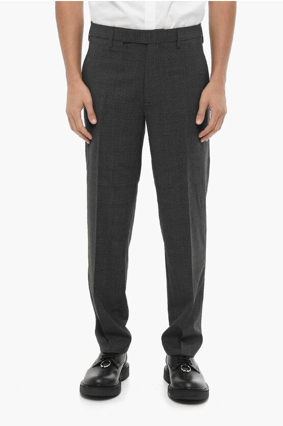 Neil Barrett Districk Checked Slim Fit Pants In Gray