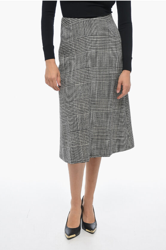 Shop Balenciaga District Check A-line Midi Skirt