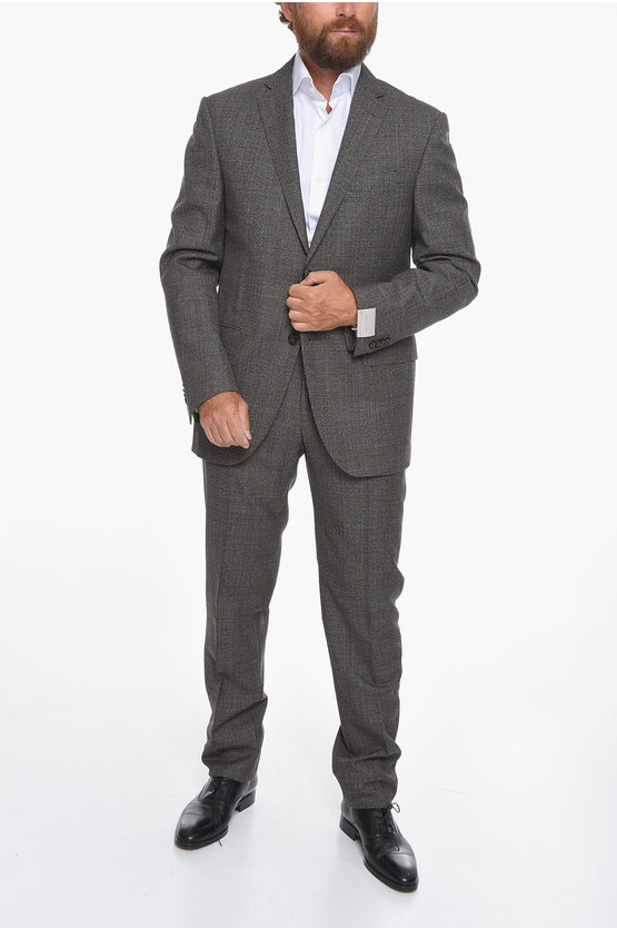 Corneliani District Check Academy Virgin Wool Suit In Gray