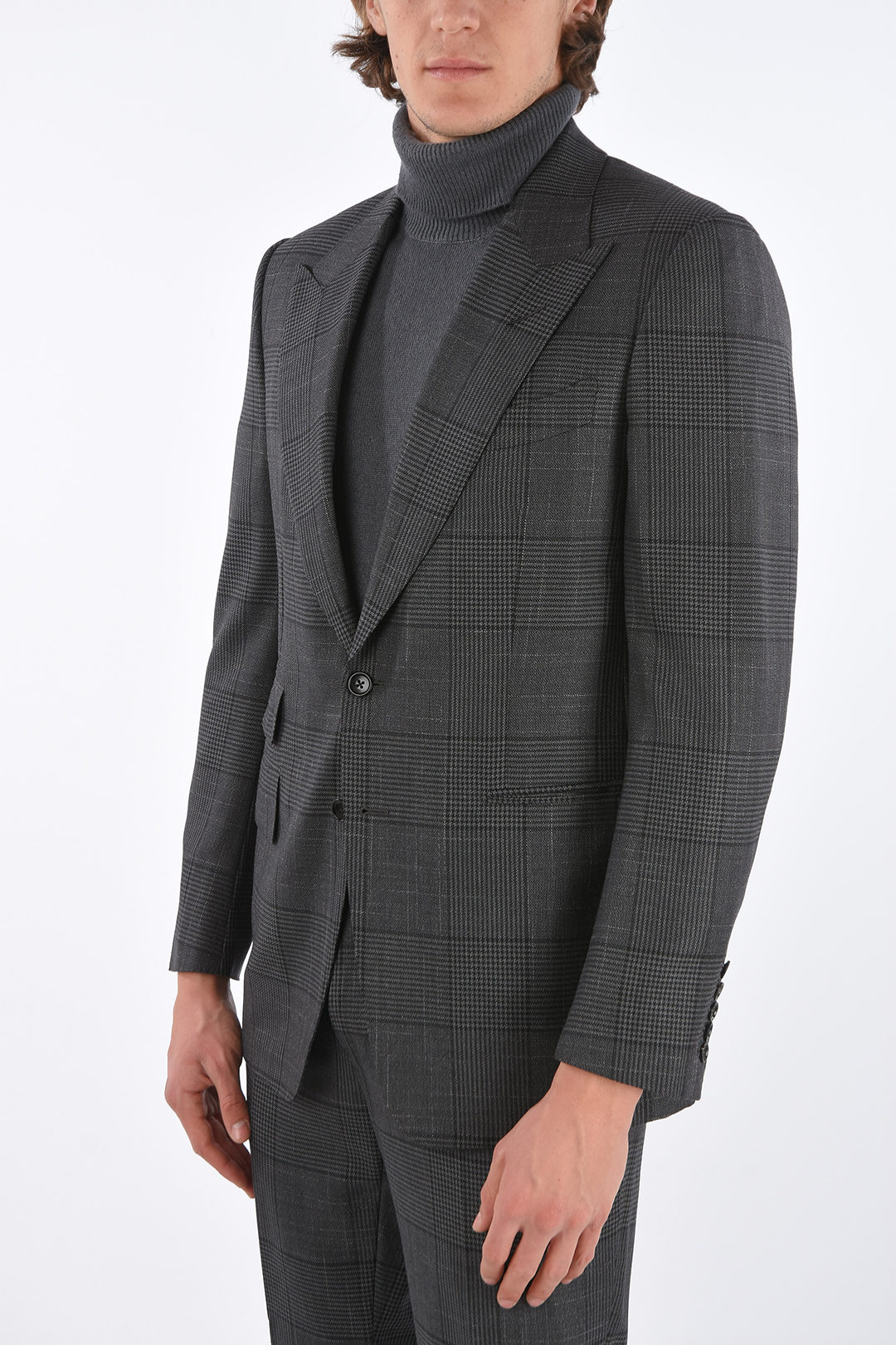Tom Ford district check center vent peak lapel 2-button SHELTON suit drop  7R men - Glamood Outlet