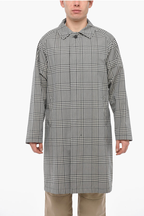 Tagliatore District Check Coat With Hidden Placket In Gray