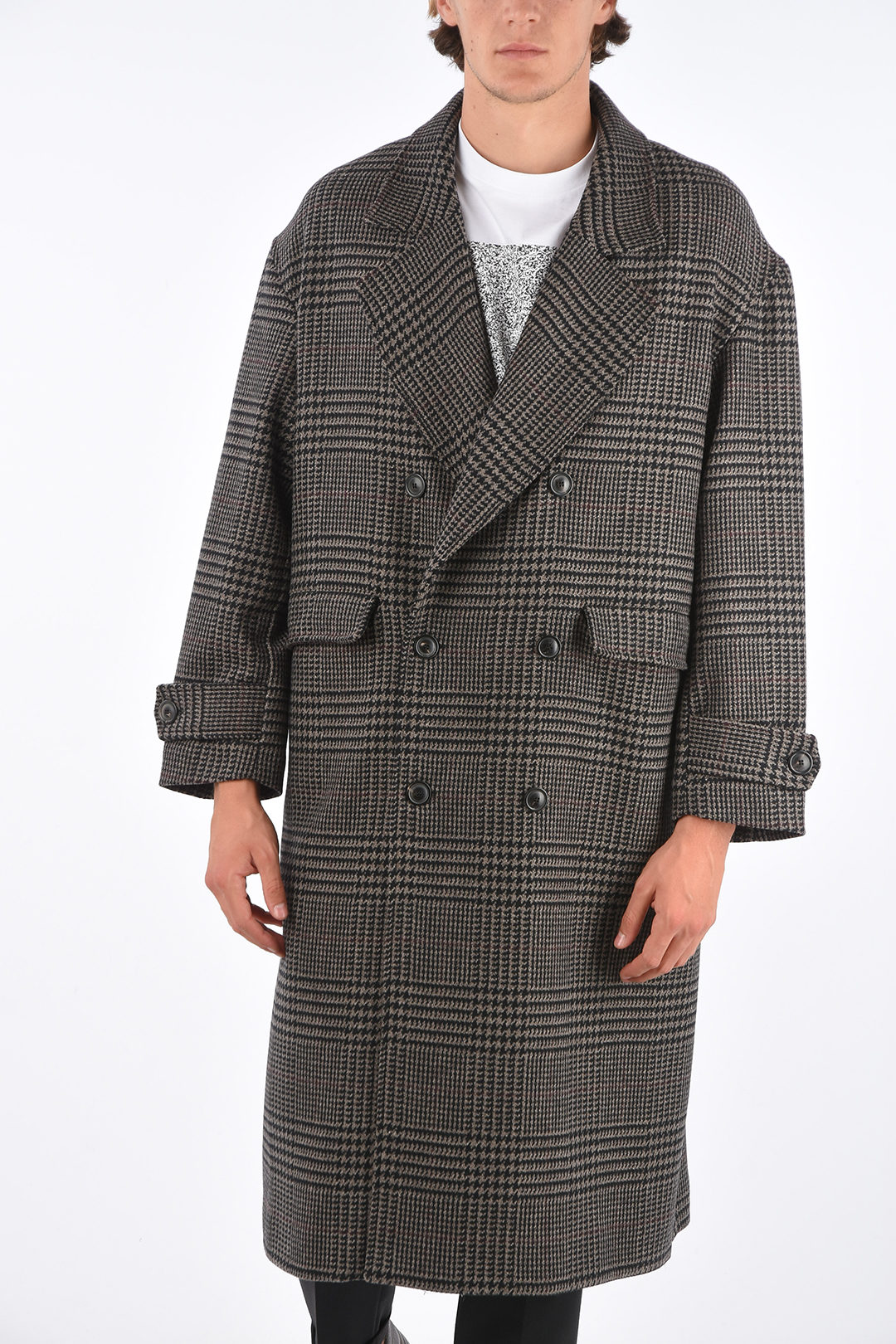 district check double breasted Chesterfield coat