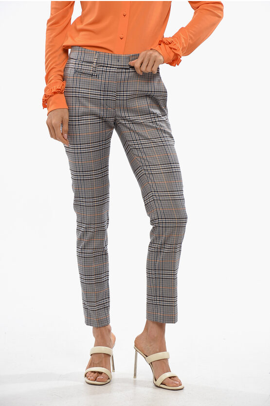 Dondup District Check Pants With Belt Loops In Gray