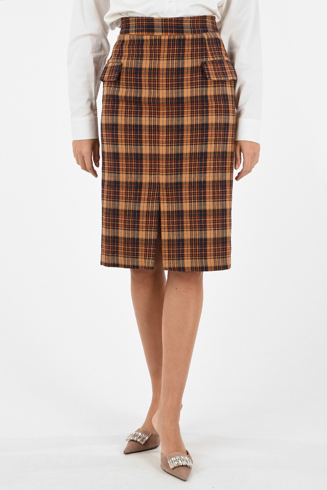 Remain District Check Pencil Skirt With Pockets women - Glamood Outlet