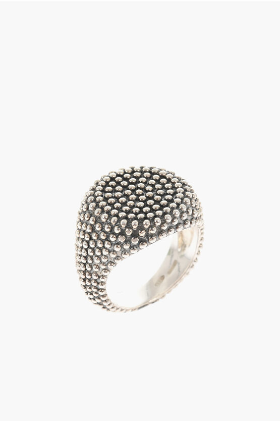 Nove25 Dotted Silver Chevalier Ring