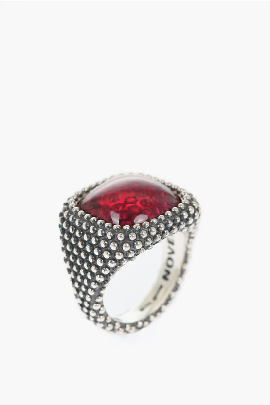 Shop Nove25 Dotted Square Signet Ring With Corundum Stone
