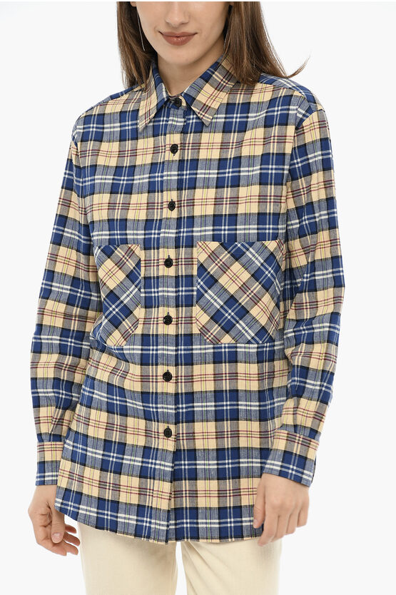 Woolrich Double Breast Pockets Tartan Check Shirt In Gold