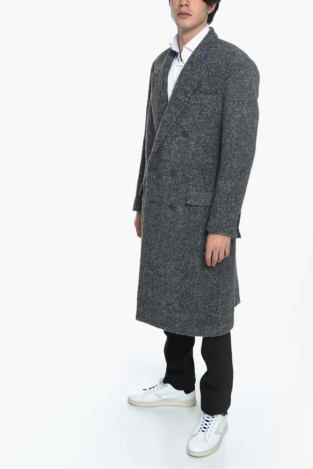 Fendi Double Breasted Alpaca Blend Coat With Flap Pocket men