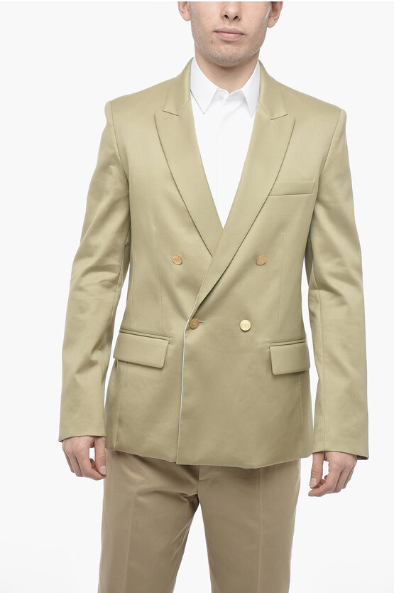 Valentino Double Breasted Blazer With Peak Lapel In Gold