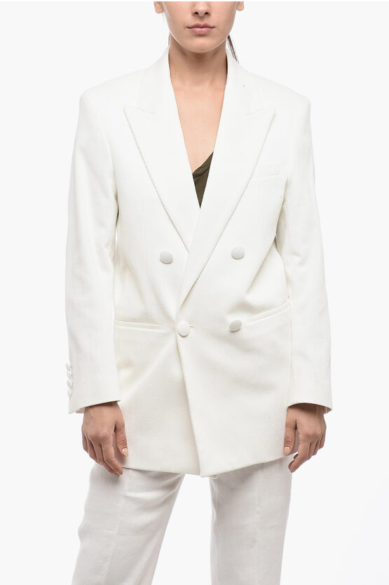 Ami Alexandre Mattiussi White Double-breasted Blazer In 168 Natural White