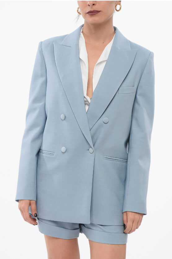 Shop Federica Tosi Double Breasted Blazer With Peak Lapel