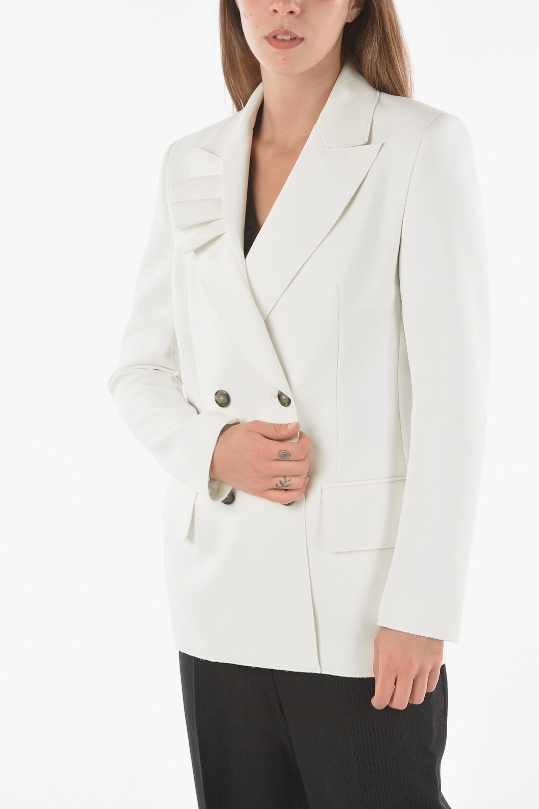 MSGM Double-breasted Blazer with Ruched Peak Lapel women
