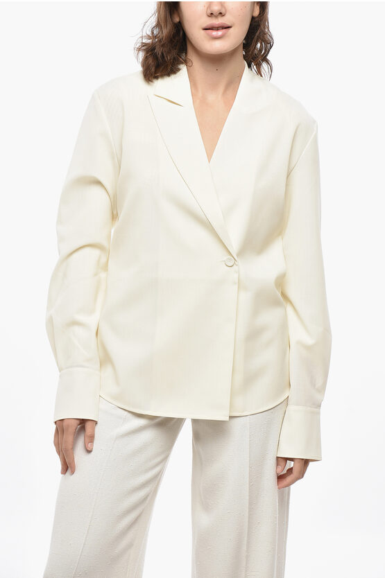 Rohe Double-breasted Blazer With Wrap Design In White