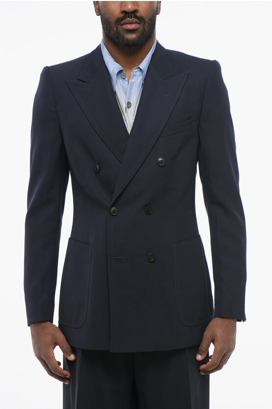 Dries Van Noten Double-breasted Bruce Wool Blend Blazer With Patch Pockets