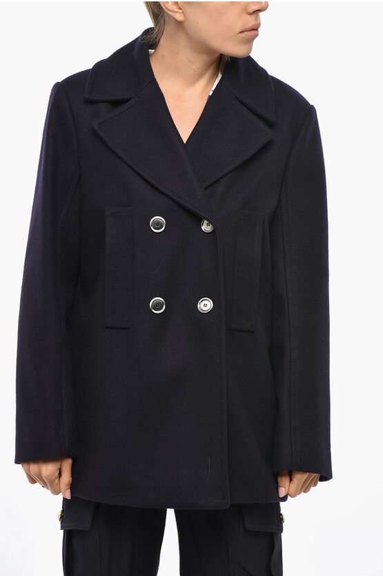 Pinko Double-breasted Canada Wool Peacoat In Black