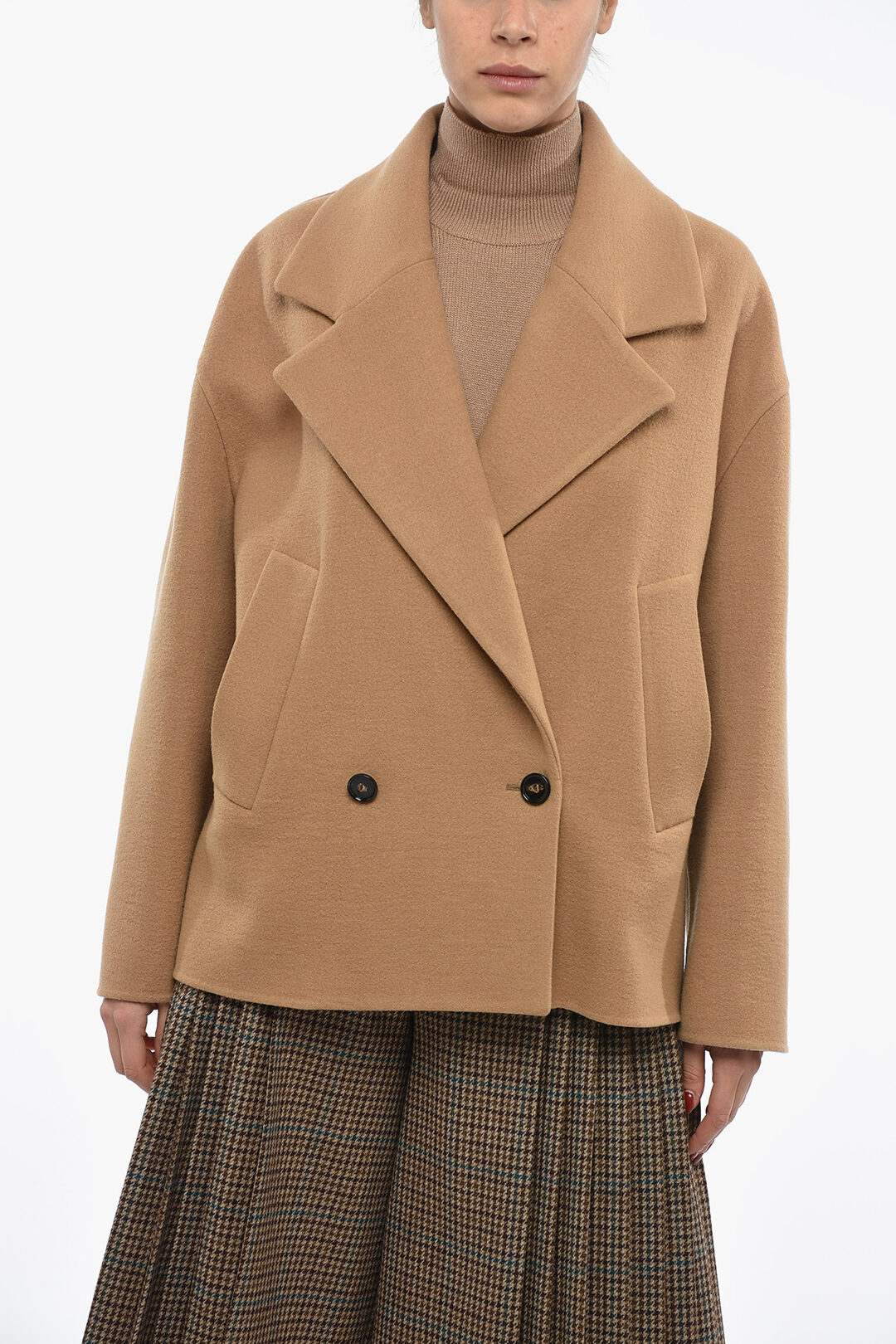 Bottega Veneta Double-breasted Cashmere Coat with Flush Pockets