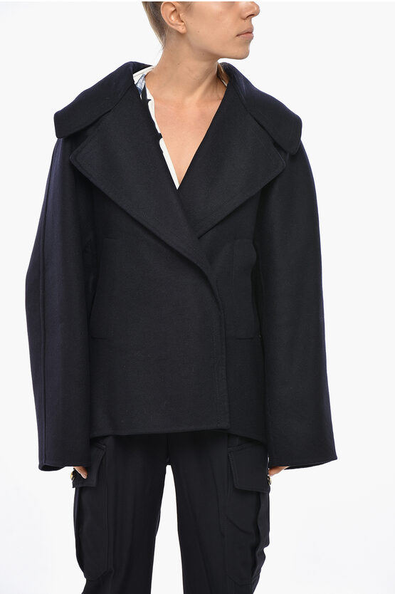 Super Blond Double-breasted Cashmere Short Coat In Black