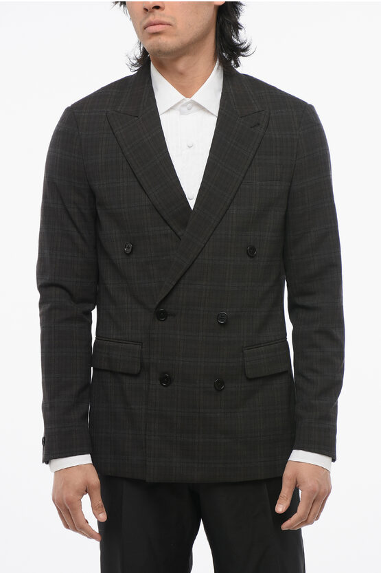 Allsaints Double-breasted Checkered Blazer