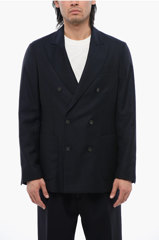 Altea Technical Wool Ciro Blazer With Double Breast