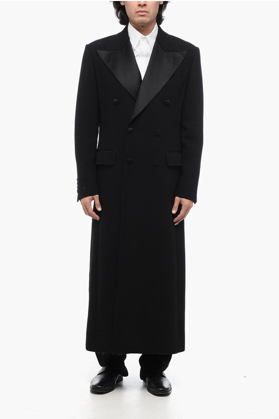 Shop Dolce & Gabbana Double-breasted Coat With Silk Lapel