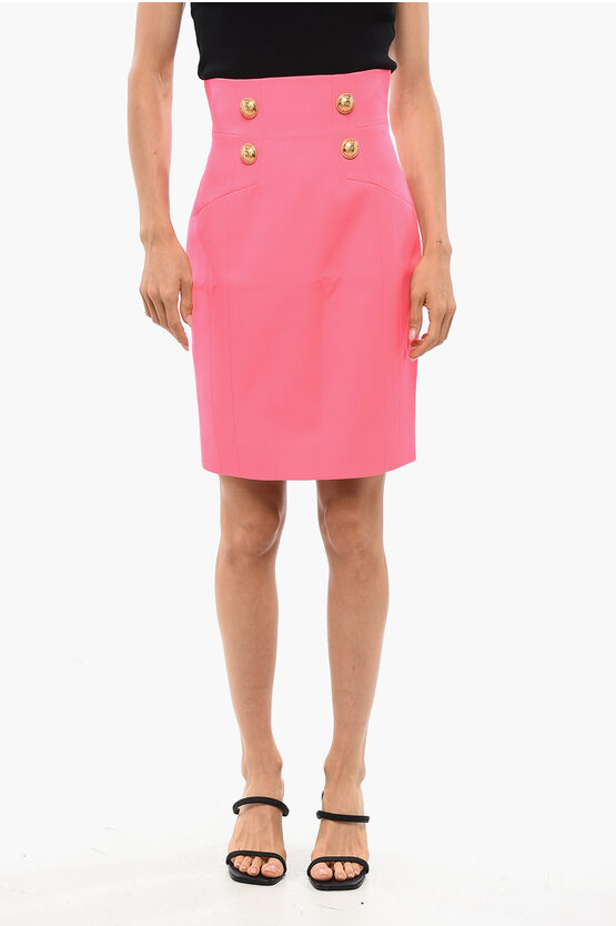 Balmain Double-breasted Designed Wool Longuette