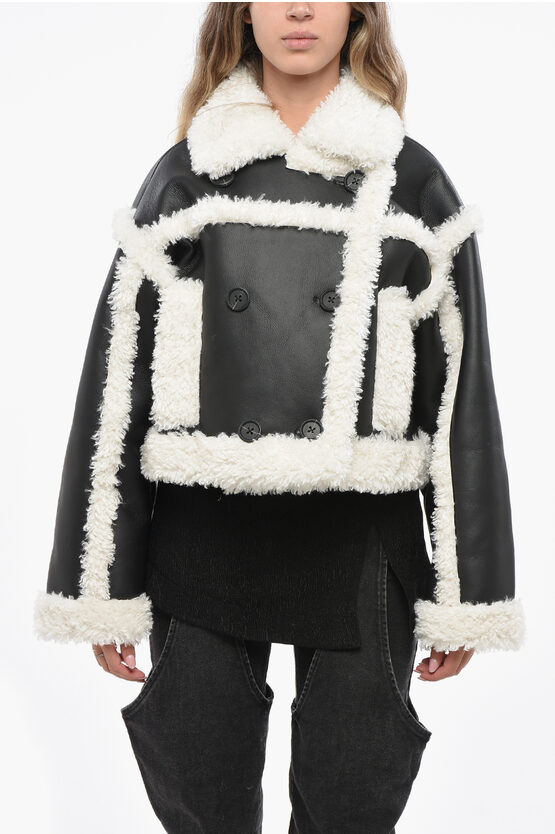 Stand Studio Double Breasted Faux Shearling Kristy Jacket In Multi