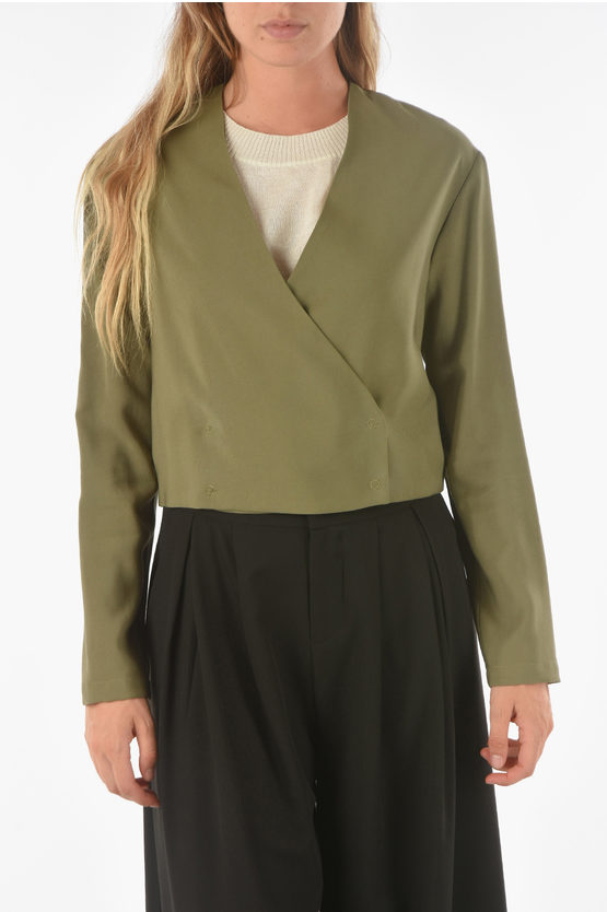 Ixos Double-breasted Giove Cropped Blazer In Green