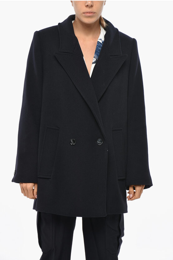 Ivy & Oak Double-breasted Jenna Wool Blend Coat In Black