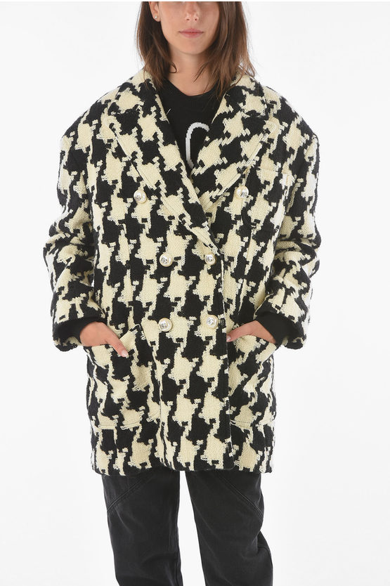 Shop Dolce & Gabbana Double-breasted Jewel Button Macro Houndstooth Coat