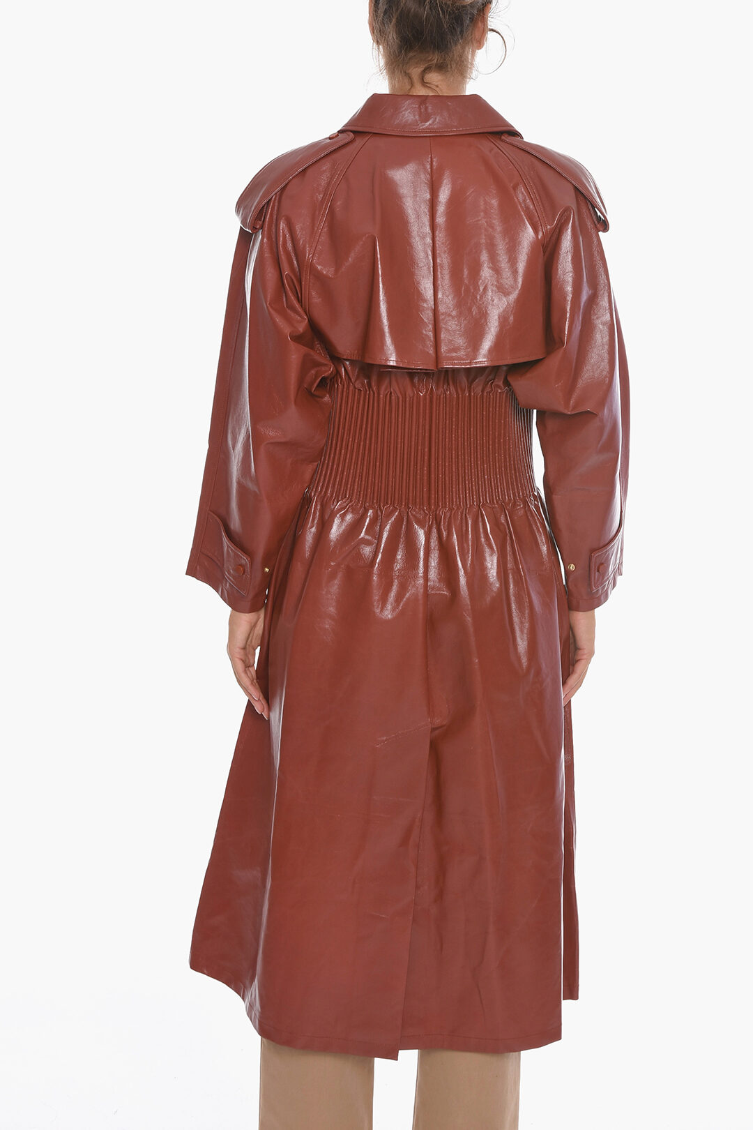 Bottega Veneta Double-breasted Leather SHINY Slim Fit Trenchcoat