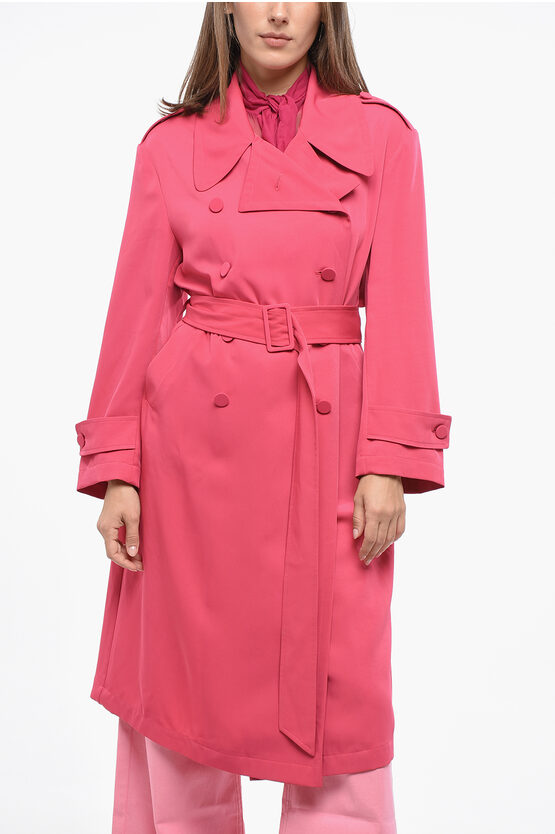 Paltò Double Breasted Maddalena Trench With Belt In Pink