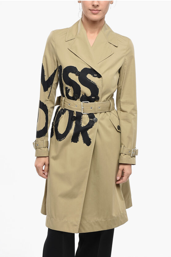 Dior Double-breasted Miss  Cotton Trench Coat Grösse 40 In Green