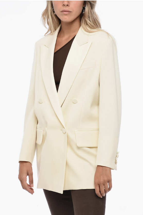 Shop Max Mara Double-breasted Monica Wool Blazer With Satin Details