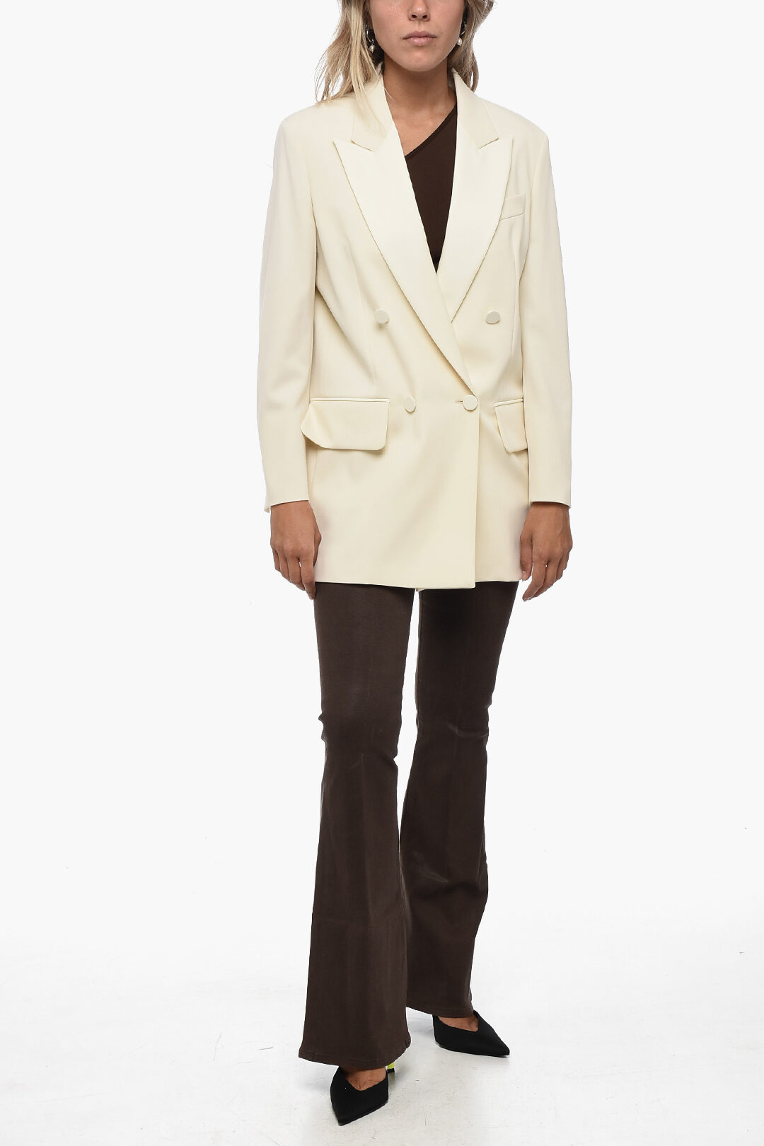 Max Mara Double-breasted MONICA Wool Blazer with Satin