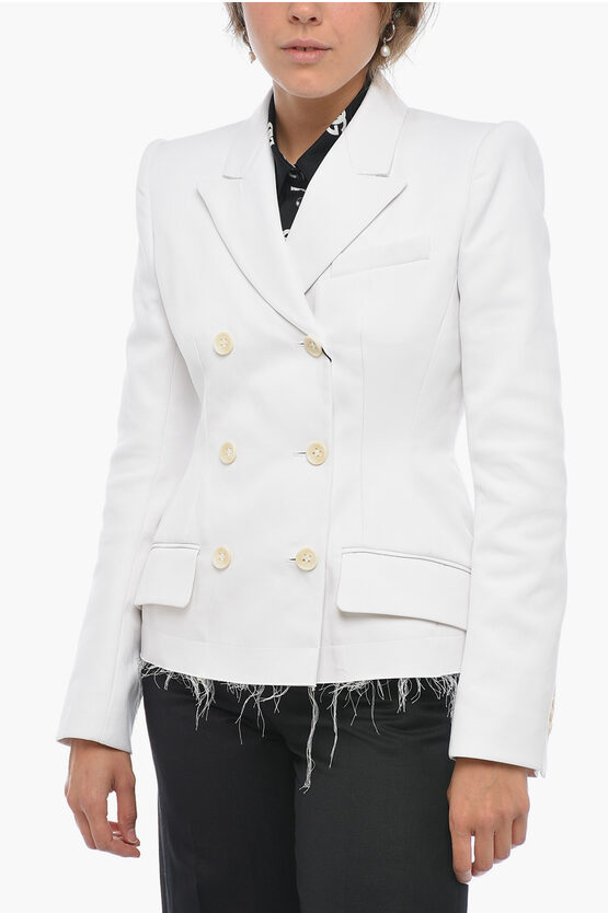 Shop Sportmax Double-breasted Mozart Cotton Blazer With Raw-cut Bottom