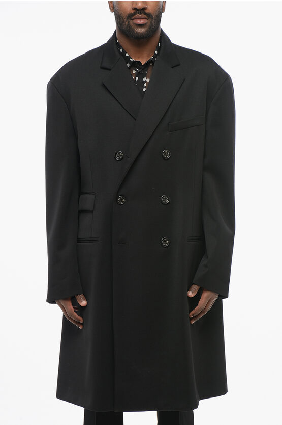 424 Double-breasted Multipocketed Virgin Wool Coat